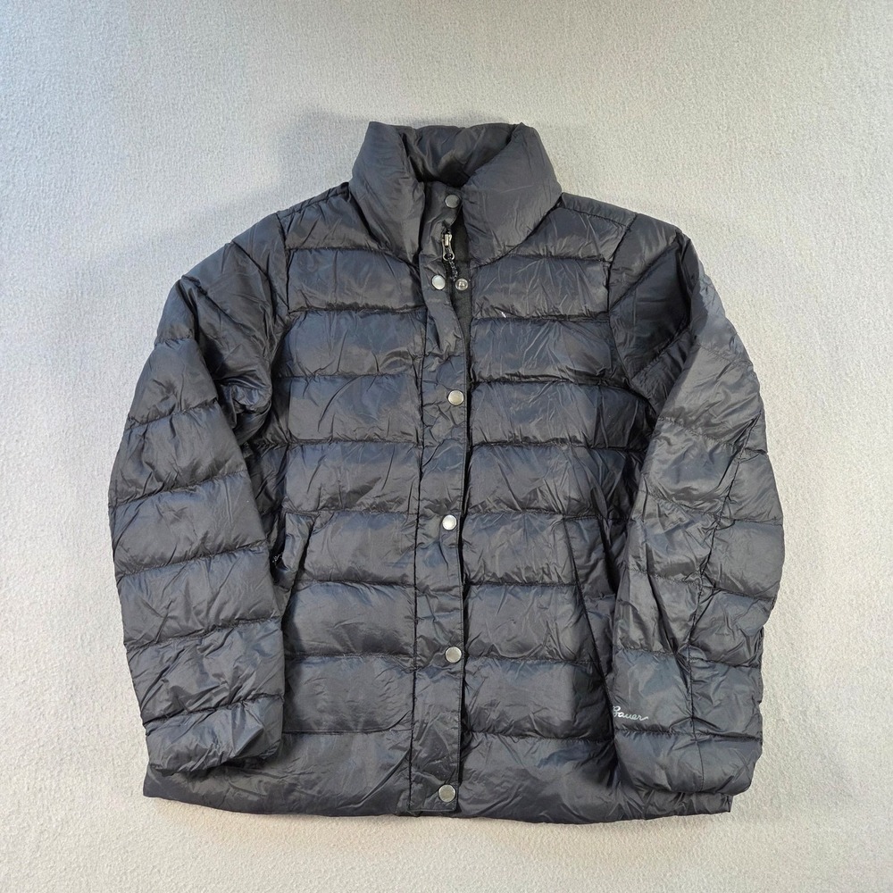 Eddie Bauer Jacket Womens Medium Petite Black Puffer Down Insulated Lightweight